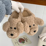 Women's Fluffy Winter Slippers - Khaki - 1 / Puppy Slides - 36-37 - Plush - image 8