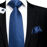 Funki Buys | Neckties | Men's 3 Pcs Navy Formal Silk Tie Set