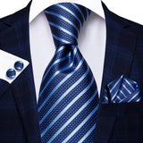 Funki Buys | Neckties | Men's 3 Pcs Navy Formal Silk Tie Set