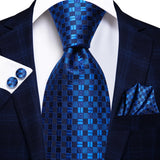 Funki Buys | Neckties | Men's 3 Pcs Navy Formal Silk Tie Set