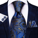 Funki Buys | Neckties | Men's 3 Pcs Navy Formal Silk Tie Set