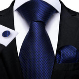 Funki Buys | Neckties | Men's 3 Pcs Navy Formal Silk Tie Set