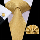 Men's 3 Pcs Luxury Golden Tie Set - Yellow - N-3053 - One Size - Silk - image 4