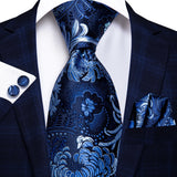 Funki Buys | Neckties | Men's 3 Pcs Navy Formal Silk Tie Set