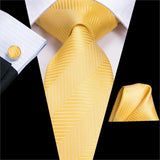 Men's 3 Pcs Classic Yellow Gold Tie Sets - Gold - C-3177 - One Size - Silk - image 5