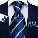 Funki Buys | Neckties | Men's 3 Pcs Navy Formal Silk Tie Set