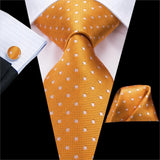 Men's 3 Pcs Classic Yellow Gold Tie Sets - Gold - C-3195 - One Size - Silk - image 17