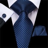 Funki Buys | Neckties | Men's 3 Pcs Navy Formal Silk Tie Set