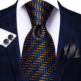 Funki Buys | Neckties | Men's 3 Pcs Navy Formal Silk Tie Set