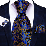Funki Buys | Neckties | Men's 3 Pcs Navy Formal Silk Tie Set