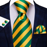 Men's 3 Pcs Classic Yellow Gold Tie Sets - Gold - C-3370 - One Size - Silk - image 18