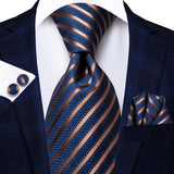 Funki Buys | Neckties | Men's 3 Pcs Navy Formal Silk Tie Set