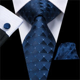 Funki Buys | Neckties | Men's 3 Pcs Navy Formal Silk Tie Set