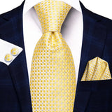 Men's 3 Pcs Classic Yellow Gold Tie Sets - Gold - C-3778 - One Size - Silk - image 10