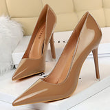 Women's Formal Mid-Heel Nude Scarpins - Nude - 10.5cm - Formal Stilettos - 43 B - PU Patent Leather - image 15