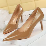 Women's Formal Mid-Heel Nude Scarpins - Nude - 10.5cm - Formal Stilettos - 43 B - PU Patent Leather - image 14