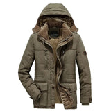 Men's Long Warm Fleece Winter Parkas - Camel - Fleece Parka - 6XL - Polyester Cotton - image 19