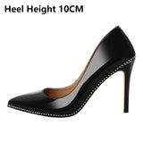 Women's Patent Black Studded Stilettos - Black - 12cm Heel - 46 B - Patent Leather - image 21