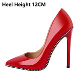 Women's Patent Black Studded Stilettos - Black - 12cm Heel - 46 B - Patent Leather - image 23