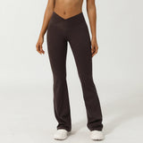 Women's Fashion Yoga Flare Leggings - Dark Brown - Yoga Pants - XXL - Polyester - image 3