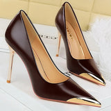Women's Dress Shoes Metal Toe and Heel - Black - 9.5cm Shoes - 40 B - PU Leather - image 21