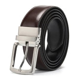 Men's Luxury Leather Belt Reversible Buckle - Coffee - 1 / Men's Belt - 130cm - Genuine Leather - image 31