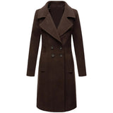 Women's Slim Fit Double Breast Overcoat - Dark Brown - Women's Jacket - XXXL - Polyester - image 34
