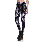 Women's Yoga Pants Skull Print Leggings - Purple - Fitness Workout Pants - XS - Spandex - image 15