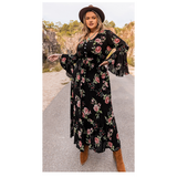 Women's Plus Floral Flare Sleeve Dress - Black - Dress - 4XL - Polyester - image 5