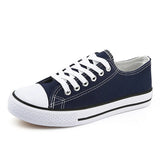 Women's Casual Flat Canvas Sneakers - Black/White - Sneakers - 43 B - Canvas - image 14