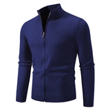 Men's ZipUp Slim Fit Stand Collar Jacket - Navy Blue - Sweatshirt Jacket - 4XL - Polyester - image 7