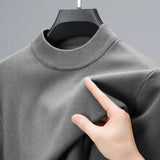 Men's Aesthetic Mock Neck Sweaters - Dark Gray - Mock Neck Sweater - 4XL - Cashmere/Polyester - image 12