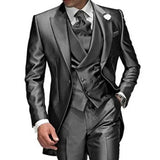 Men's Luxury Formal Wedding Tuxedos 3Pc - Gray - 3 Pcs Suit - 5XL - Polyester - image 2