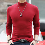 Men's Women's Slim Fit Mock Neck Shirts - Wine Red - Skivvy - 6XL - Polyester - image 29