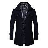 Men's Long Winter Warm Lined Dust Coat - Black - Long Dust Jacket - 4 XL - Polyester - image 5