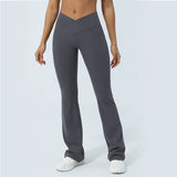 Women's Fashion Yoga Flare Leggings - Gray - Yoga Pants - XXL - Polyester - image 7