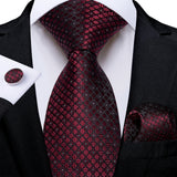 Funki Buys | Neckties | Men's 3 Pcs Burgundy Red Luxury Tie Sets