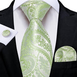 Funki Buys | Neckties | Men's 3 Pcs Green Paisley Floral Tie Set