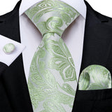 Funki Buys | Neckties | Men's 3 Pcs Pale Green Floral Tie Set