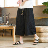 Men's Long Japanese Kimono Wide Shorts - Black - 1 / Japanese Long Shorts - 5XL     92 to 99kg - Linen - image 25