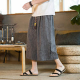 Men's Long Japanese Kimono Wide Shorts - Black - 1 / Japanese Long Shorts - 5XL     92 to 99kg - Linen - image 26