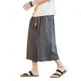 Men's Long Japanese Kimono Wide Shorts - Grey - 3 / Japanese Long Shorts - 5XL     92 to 99kg - Linen - image 21