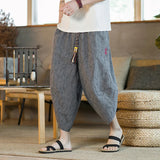 Men's Long Japanese Kimono Wide Shorts - Black - 1 / Japanese Long Shorts - 5XL     92 to 99kg - Linen - image 33