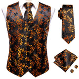 Men's 4 Pcs Luxury Golden Silk Tie Vest Set - Golden - 4pc Tie Set - MJ-0040 - 3XL - Silk - image 12