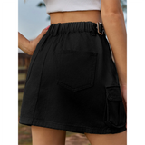 Women's Short Denim Skirt with Pockets - Mocha - Short Skirt - 2XL - Rayon - image 10