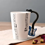Funki Buys | Mugs | Guitar Handle Mug Hand-Painte... - Black - A / Electric Guitar / Upright Notes / 220ml / Glass - image 18