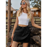 Women's Short Denim Skirt with Pockets - Mocha - Short Skirt - 2XL - Rayon - image 11