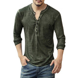 Men's Casual Long Sleeve V-Neck Tee Shirt - Wine Red - Long Sleeve Tee Shirt - 5XL - Polyester - image 9