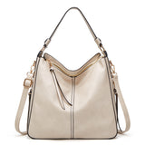 Handbags Women's Hobos Zipper Bucket Bags - Beige - Hobo Bag - Medium - PU Leather - image 19