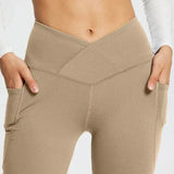 Women's High Waist Yoga Flare Leggings - Black - Yoga Pants - 2XL - Polyester - image 13